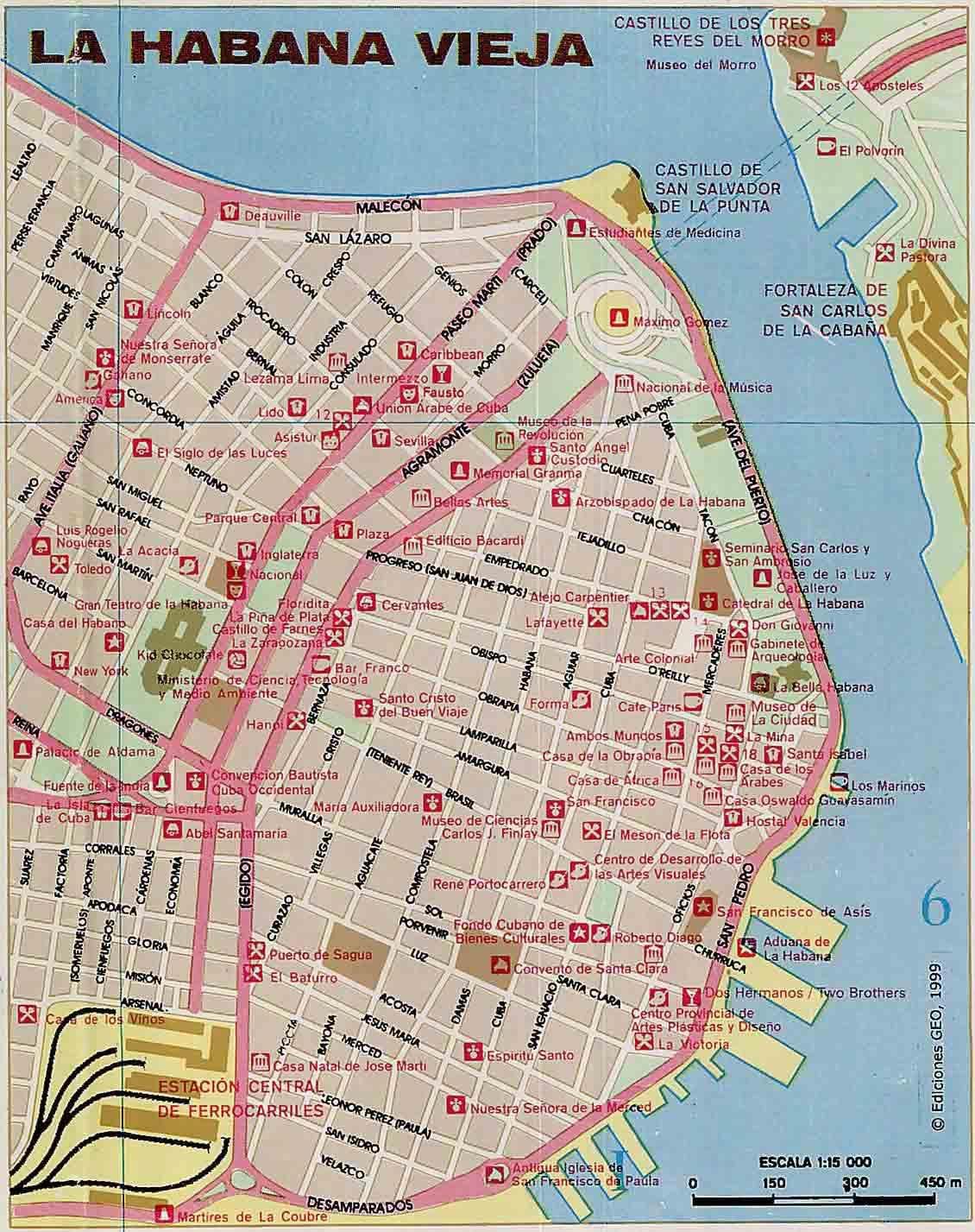 la vieille Havane, Cuba carte