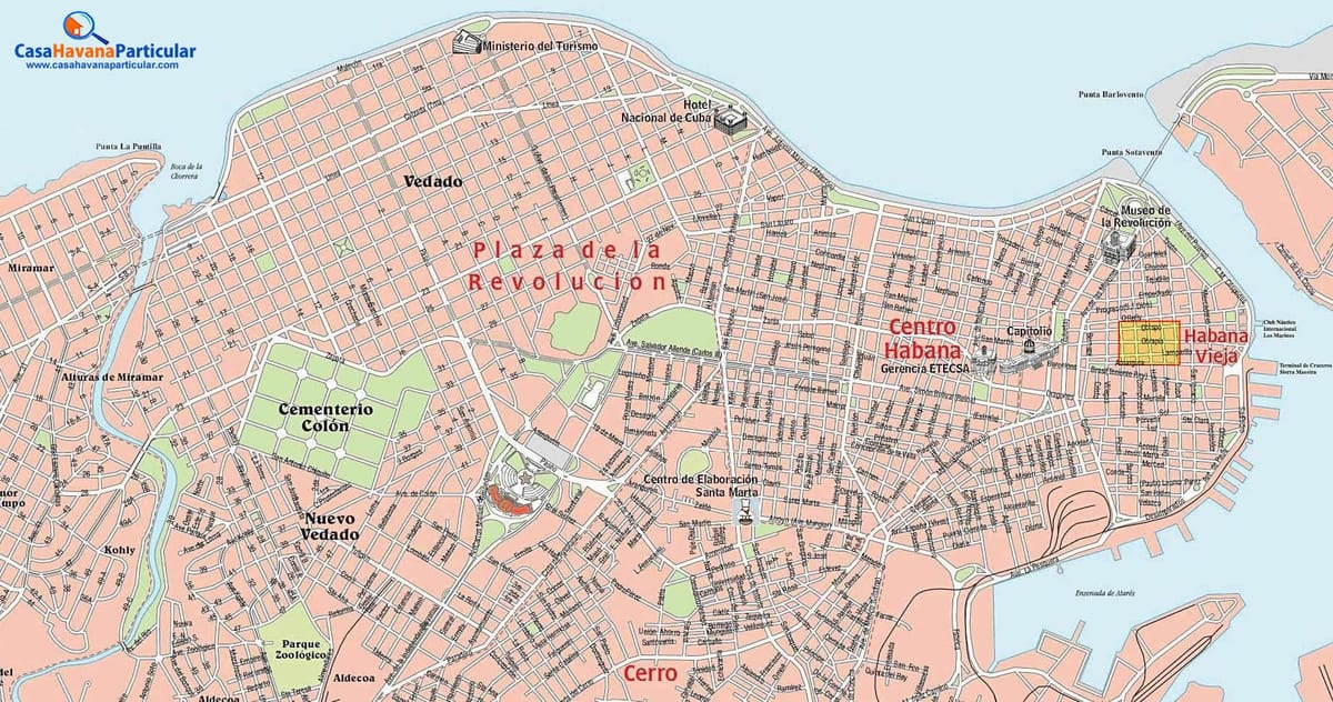 carte de rue de la vieille Havane, Cuba